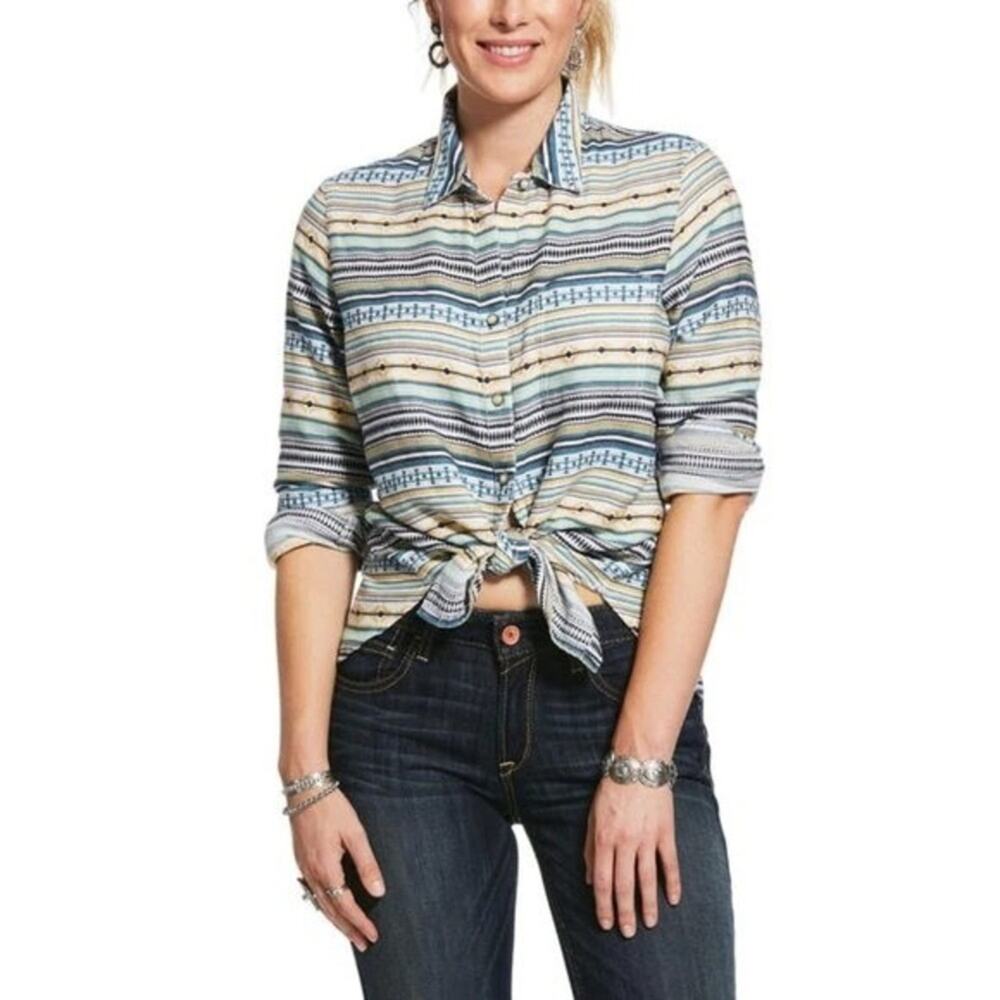 Ariat Women's Sunny Serape Stripe Long Sleeve Button‎ Down Shirt Size Small